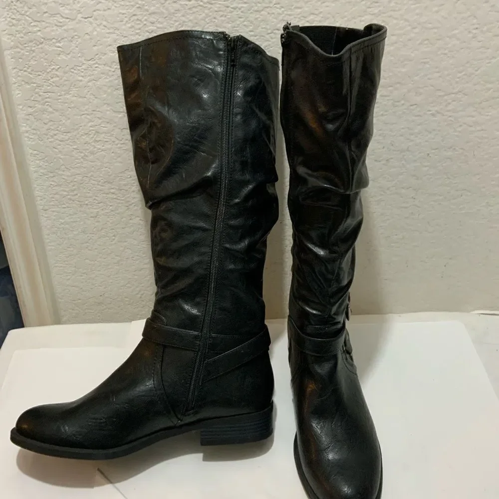 White Mountain Layton knee high boots tall riding black sz 11 M New